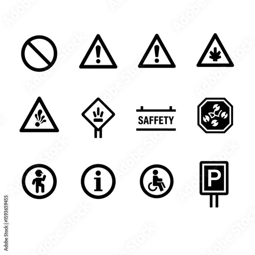 Free Download Cautionary Icons Black and White Safety Vector Symbols - GFXLoad