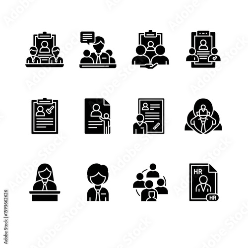 Human resources management glyph icons vector graphics 