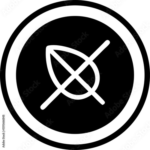 Black circle with crossed out leaf, harmful to plants symbol
