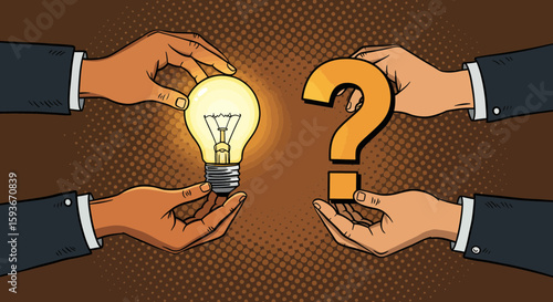 Concept of questions and answers, symbolizing solutions and problem-solving