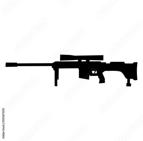 Cartoon Sniper Rifle Simple Design Icon Digital 