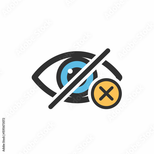 An eye icon with a line through it and an X in a circle, representing hidden or disabled visibility.