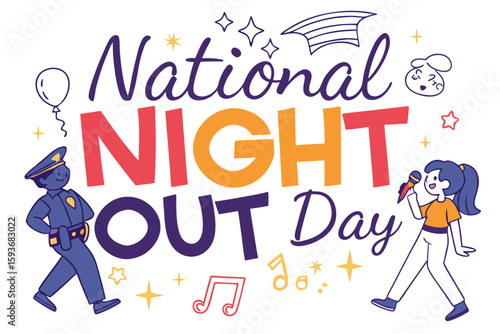 NATIONAL NIGHT OUT DAY vector illustration
