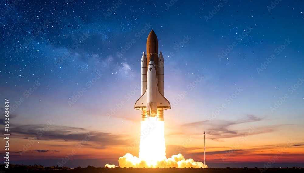 Fototapeta premium Rocket launch at dawn