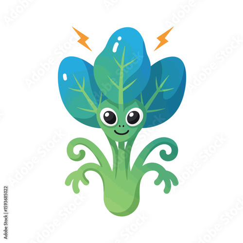 Cute Cartoon Spinach Plant Character