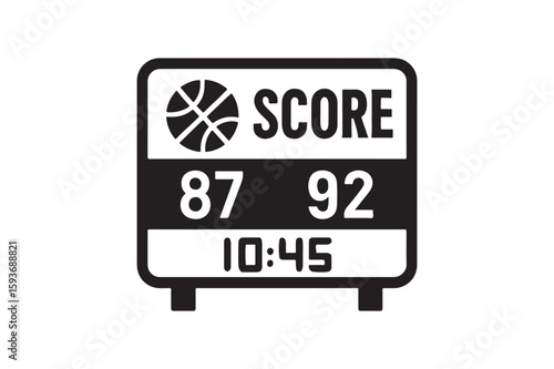 Basketball Scoreboard icon silhouette vector with white background