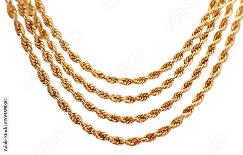 Intricate gold chain necklace featuring four twisted strands, showcasing beautiful design that highlights craftsmanship and elegance. Perfect for adding touch of luxury to any outfit