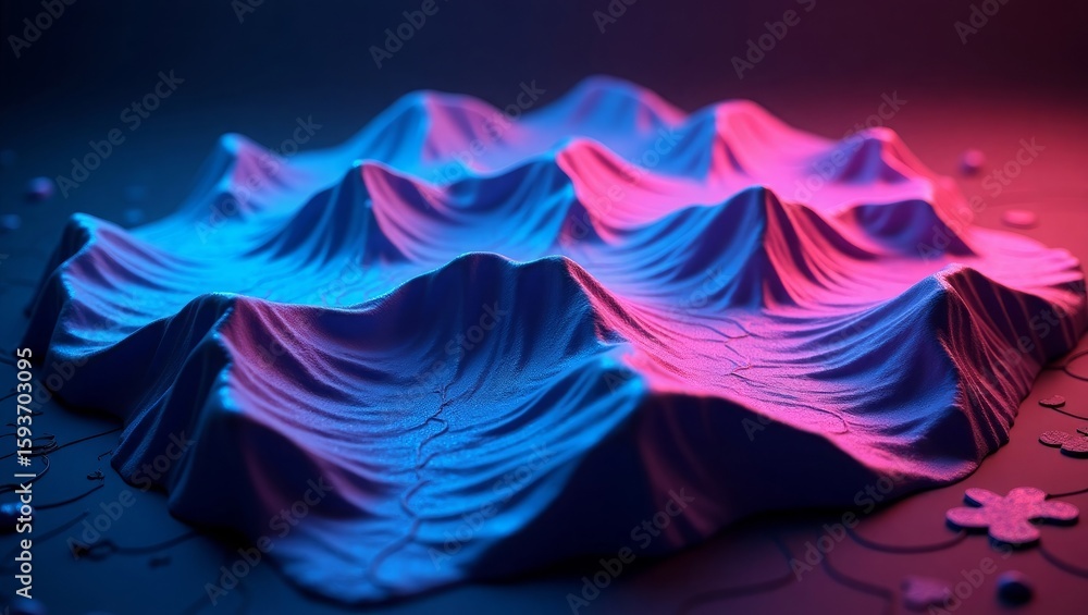 Naklejka premium Abstract Blue Pink Textured Landscape Model image