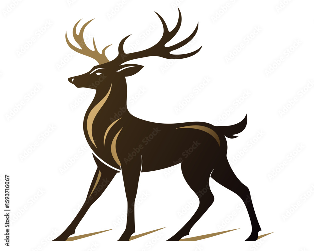 Obraz premium Elegant stag silhouette with golden antlers and markings