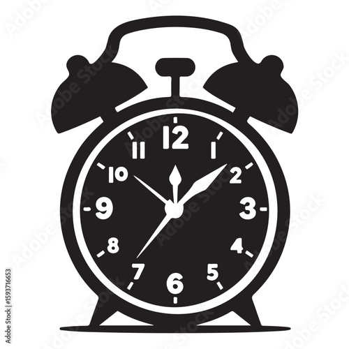 A black silhouette of an Alarm Clock vector