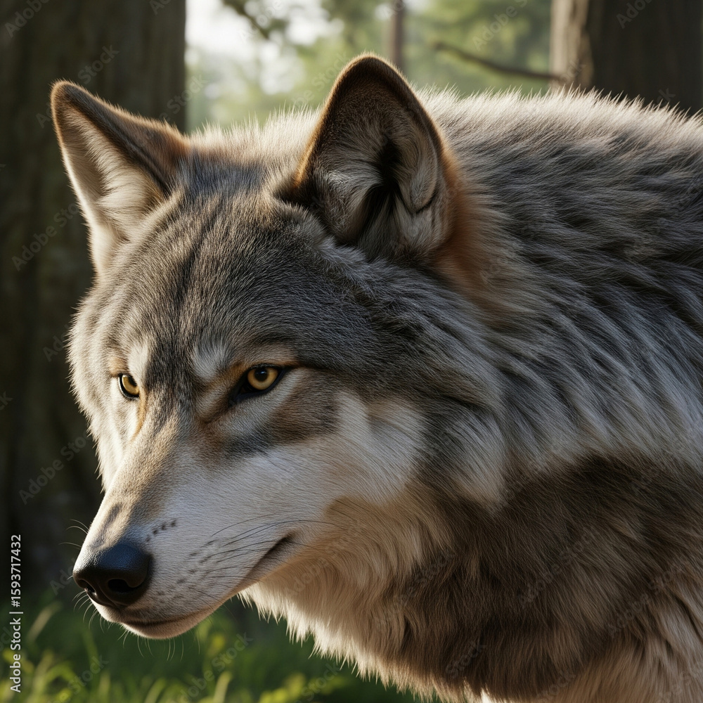 Fototapeta premium Close-up Image of a Majestic Wolf Facing Forward, Wildlife, Nature, Predator, Power