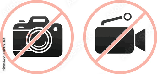 No photography and videography symbols in red circles on white background
