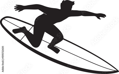 Surfing Pose Silhouette of Male Rider


