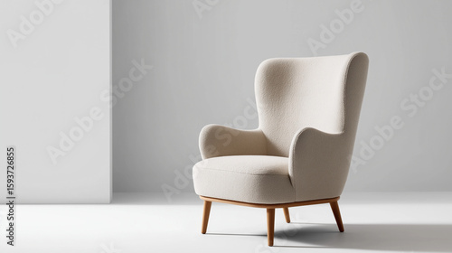 Modern Beige Armchair Interior Design Mockup