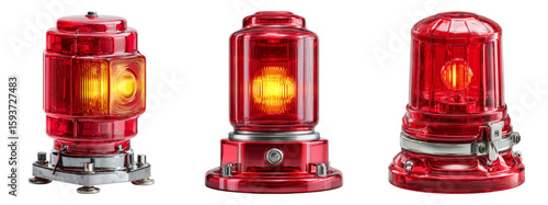 Red Emergency Light with Transparent Background for Warning Alerts