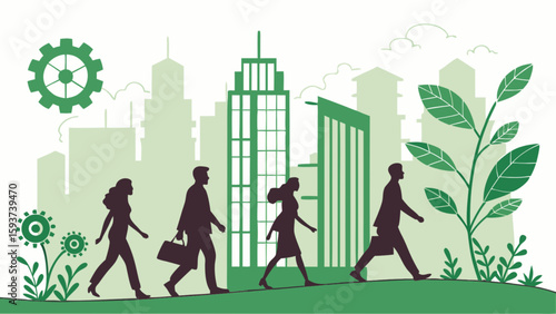 Green business growth corporate social responsibility and sustainability in urban environment concept image