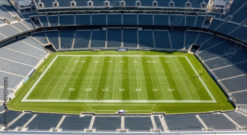 Aerial View of a Professional American Football Stadium on a Sunny Day