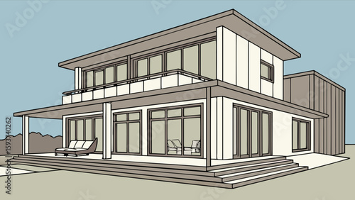 Modern house design architecture home building exterior residential property real estate facade contemporary style