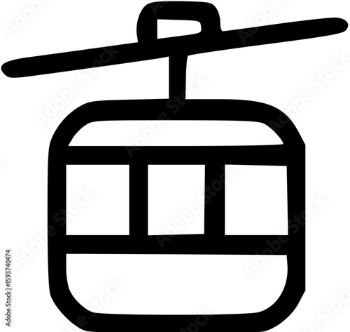 Simple Line Drawing of a Cable Car