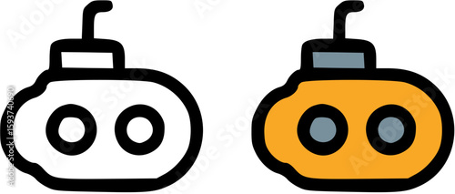 Cartoon Submarines: White and Orange Mini-Subs