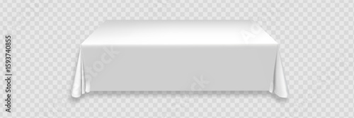 White tablecloth on the table empty mockup. Isolated vector illustration on a light background.