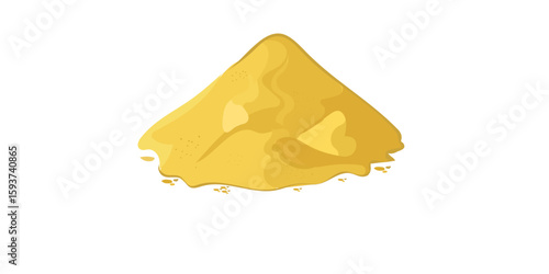 Heap of sand on white background. Set of sand mountains.