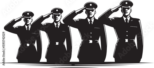 Military Soldier Salute Silhouette Vector

