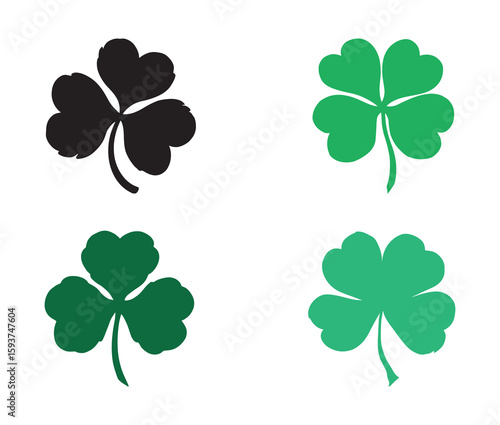 Shamrock and clover leaf vector set.