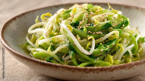 Stir-fried bean sprouts with greens