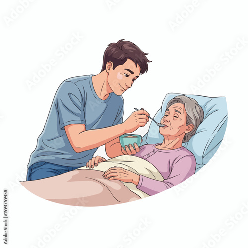 Child Feeding Sick Parent with Love and Care – Emotional and Touching Family Momen