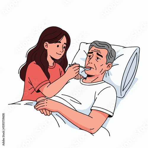 Child Feeding Sick Parent with Love and Care – Emotional and Touching Family Momen