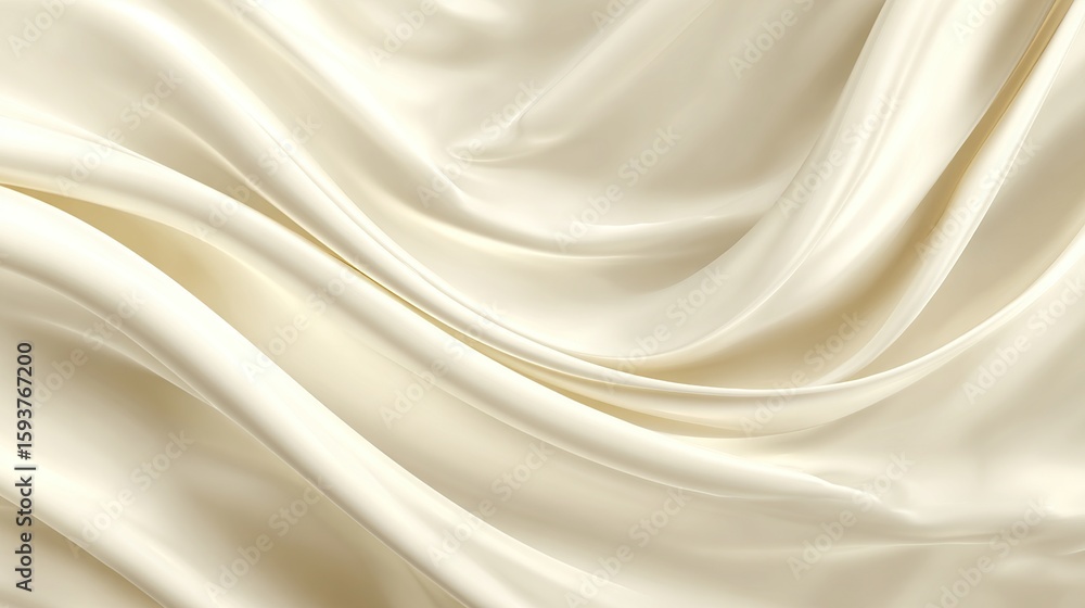 Fototapeta premium Smooth, creamy off-white fabric with elegant, flowing waves and folds, creating a luxurious and soft texture