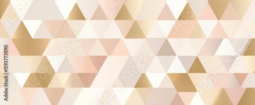 Elegant Triangular Geometric Pattern in Blush Cream Gold, Neutral Seamless Vector Background for Wallpaper Packaging