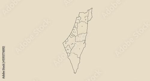 Clean Line Art Map of Palestine