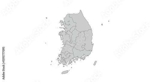 Minimalist Republic of Korea Province Map Template