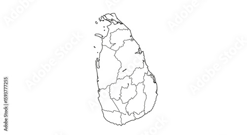 High Contrast Minimalist Sri Lanka Outline Map