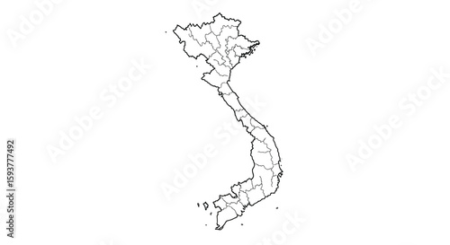 Vietnam Minimalist Outline Map with Borders