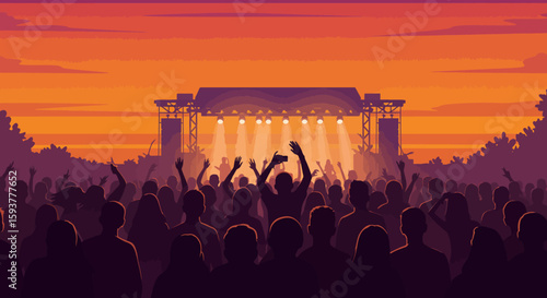 Vibrant Outdoor Music Festival Silhouette