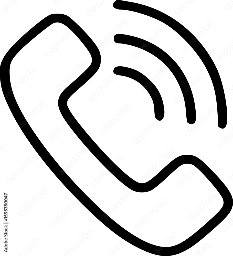 Simple black line drawing of a telephone with ringing sound waves. Simple black line drawing of a telephone with ringing sound waves.