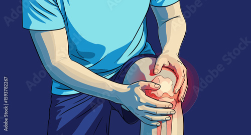 Man Grasping Hurt Knee in Painful Gesture for Health Blogs, Injury Awareness Websites, Sports Medicine Articles, Physical Therapy Resources, and Fitness Content  