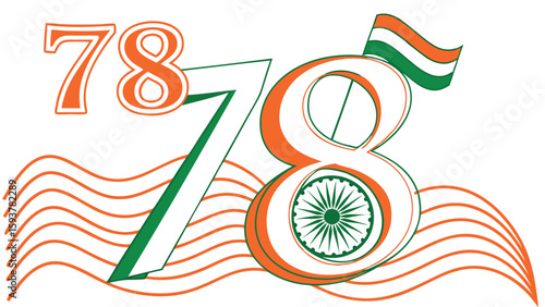 Stylized number with flag design for patriotic celebration theme