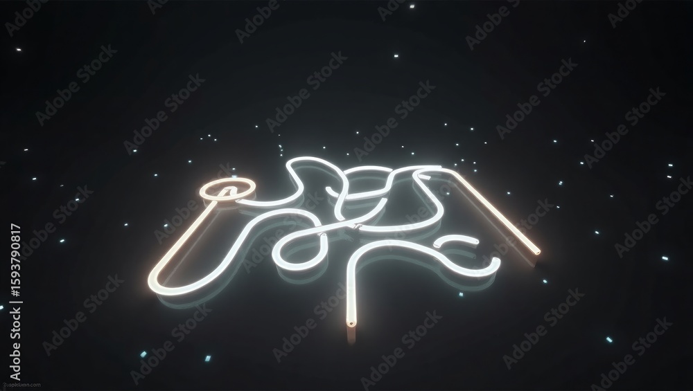 Fototapeta premium Abstract Neon Light Trails White Gold Dark Background