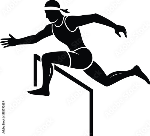 Editable vector icon of Person jumping over a hurdle, Clean Person jumping over a hurdle silhouette and line art vector icon design, Person jumping over a hurdle isolated vector illustration