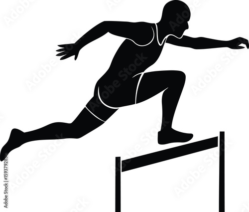 Editable vector icon of Person jumping over a hurdle, Clean Person jumping over a hurdle silhouette and line art vector icon design, Person jumping over a hurdle isolated vector illustration