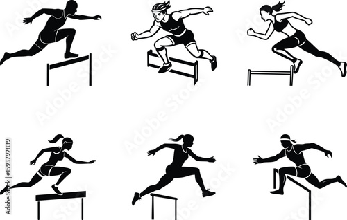 Editable vector icon of Person jumping over a hurdle, Clean Person jumping over a hurdle silhouette and line art vector icon design, Person jumping over a hurdle isolated vector illustration set
