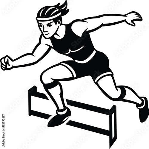 Editable vector icon of Person jumping over a hurdle, Clean Person jumping over a hurdle silhouette and line art vector icon design, Person jumping over a hurdle isolated vector illustration