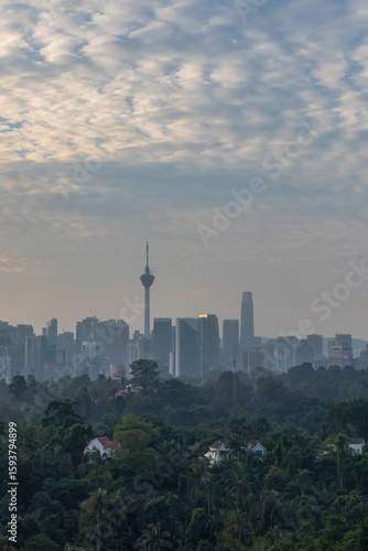 Photography first light of dawn breaks over Kuala Lumpur