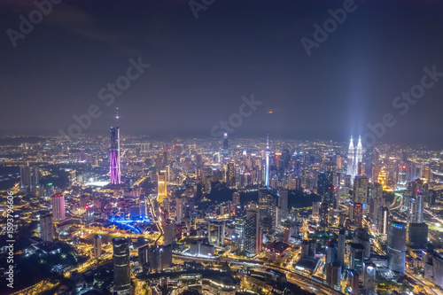 Wallpaper Mural night falls over Kuala Lumpur Torontodigital.ca