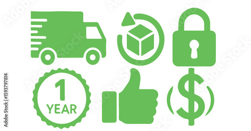 Webshop Security Badges - Anti-Scam, Privacy Protection Icons - Vector Set