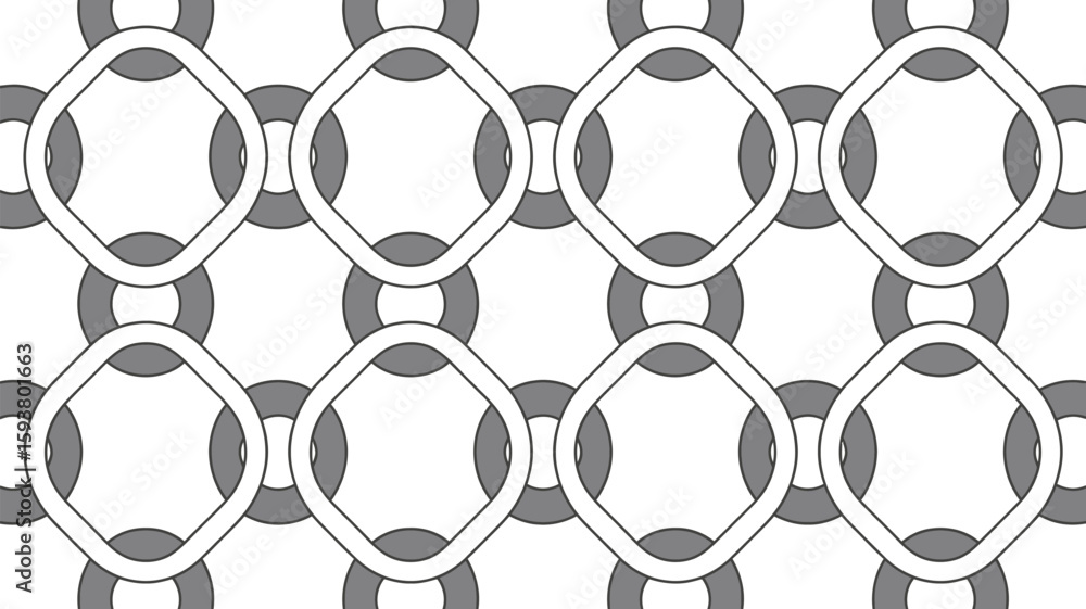 Fototapeta premium Seamless pattern with circles and squares in gray and white colors